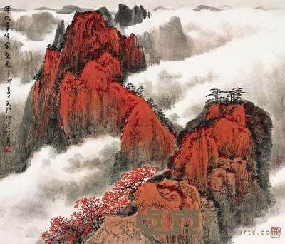徐建明 晖映群峰云壑迷 镜片 53×45cm