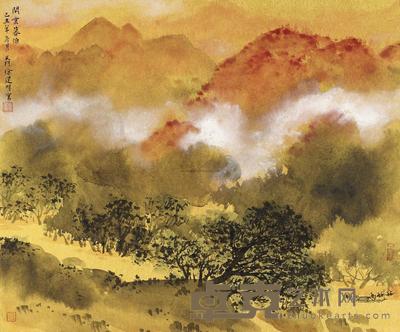 徐建明 闲云暮泊 镜片 38×45.5cm