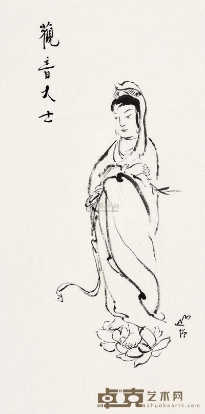 圆霖法师 观音大士 镜心 68×34.5cm