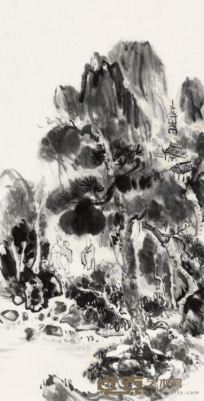 圆霖法师 虎溪三笑 镜心 68×34.5cm