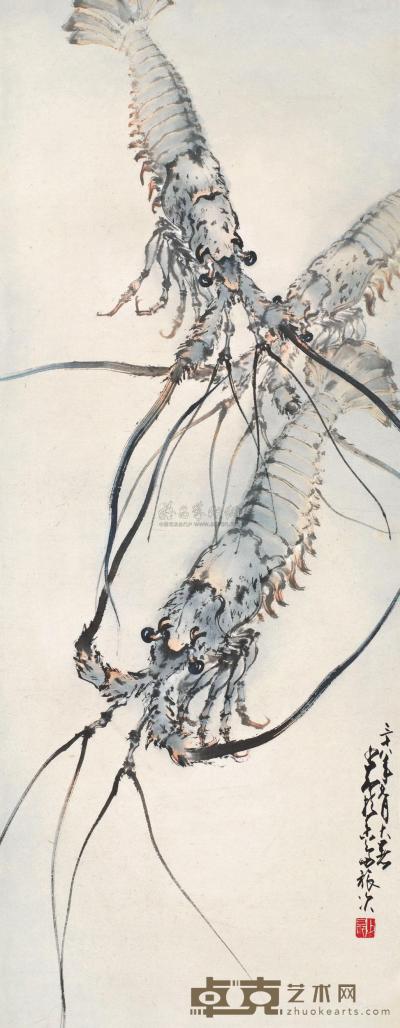 赵少昂 1949年作 龙虾 镜心 105×41cm
