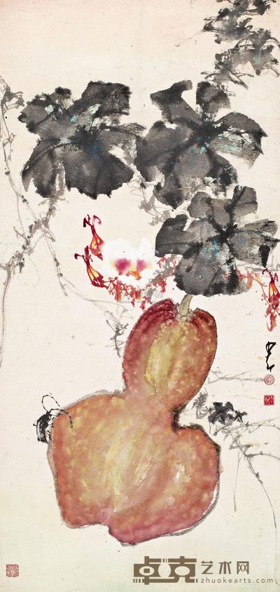 赵少昂 葫芦天牛 镜心 121×57cm