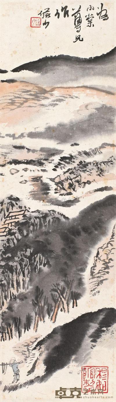 陆俨少 日暮归樵 镜心 42.5×12.5cm