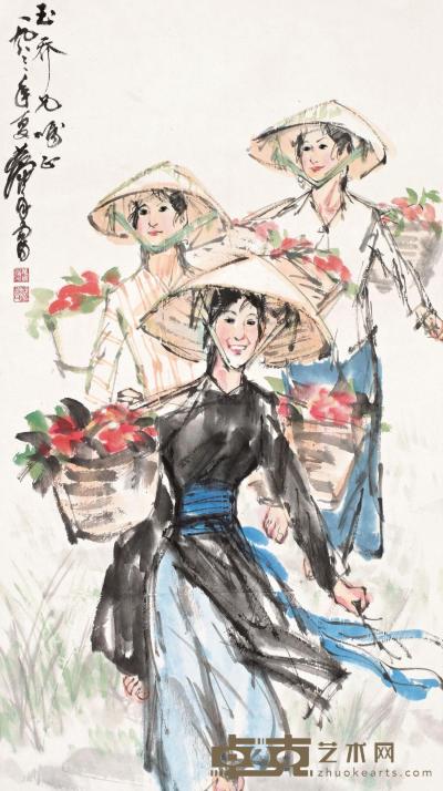 黄胄 1983年作   京族妇女 镜心 85×48cm
