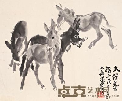 黄胄 戊午（1978）年作 四驴图 镜心 41.5×51cm