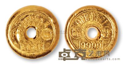 民国时期香港“周大福珠宝金行 司码壹两”金锭一枚 重37.52g