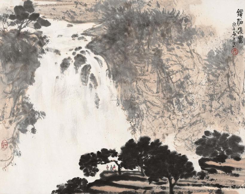 傅抱石 1965年作 镜泊飞泉 镜心