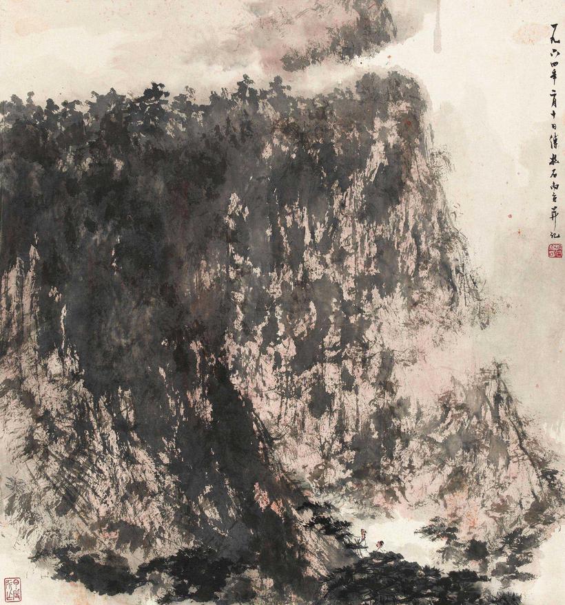 傅抱石 1964年作 秋山访友 立轴