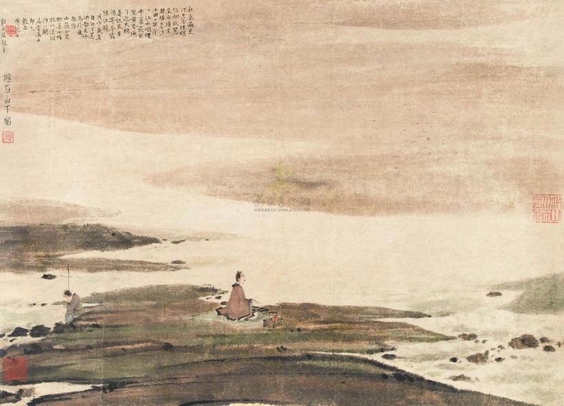 傅抱石 1948年作 平沙落雁 镜心