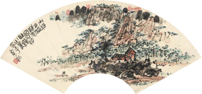 陈子庄 1972年作 迎山镇小景 镜心
