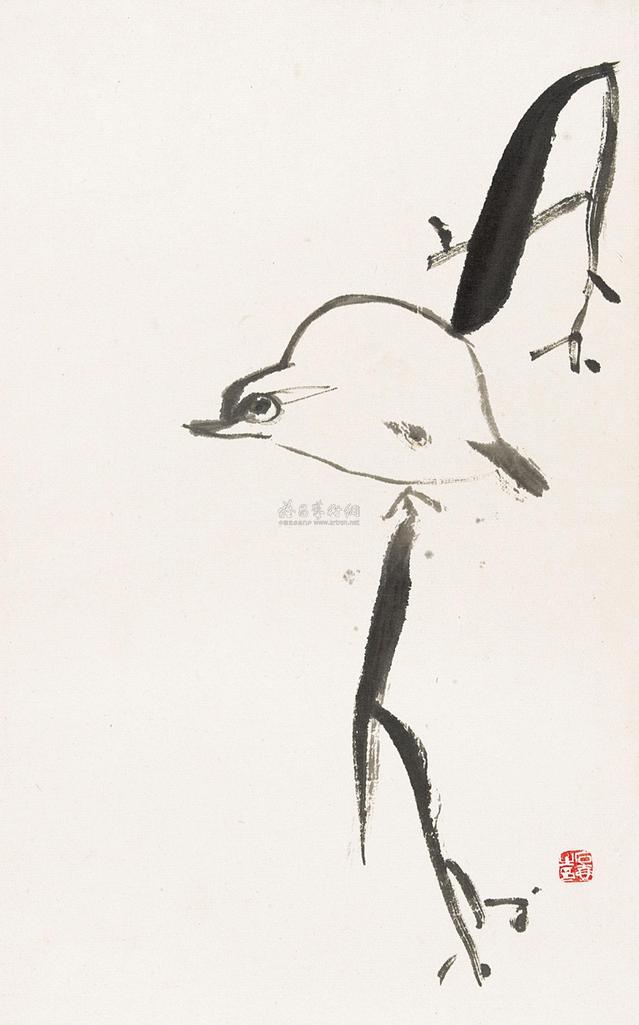 陈子庄 仿八大山人 镜心
