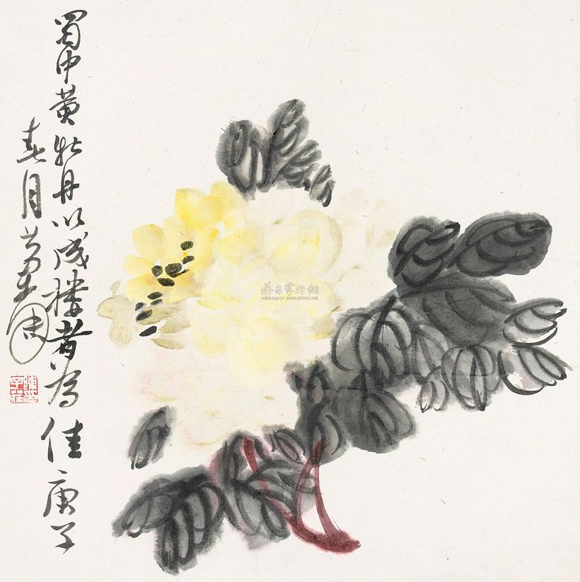陈子庄 1960年作 蜀中黄牡丹 镜心