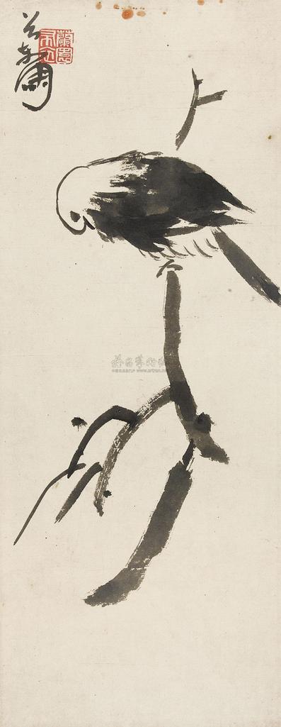 陈子庄 枝上小鸟 镜心