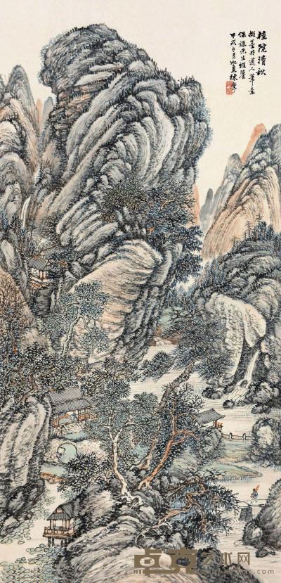 陈摩 甲戌（1934）年作 桂院清秋 立轴 135.5×67cm
