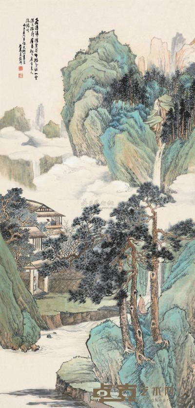 吴榖祥 丙子（1876）年作 青绿山水 立轴 134.5×66cm