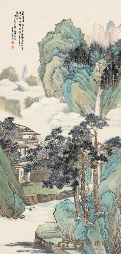 吴榖祥 丙子(1876)年作 青绿山水 立轴 134.5×66cm