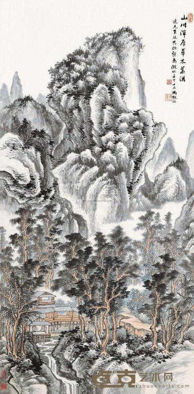 冯超然 壬午（1942）年作 长林草阁 立轴 135×68cm
