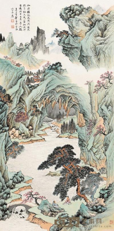 郑午昌 壬午（1942）年作 武陵仙源 立轴 105×52cm