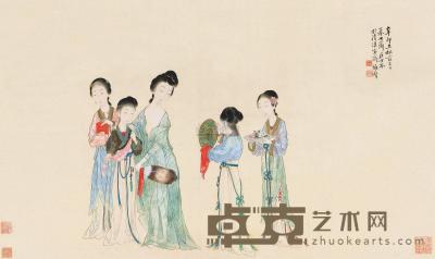 潘振镛 辛卯（1891）年作 贵妃出浴 立轴 48×80cm
