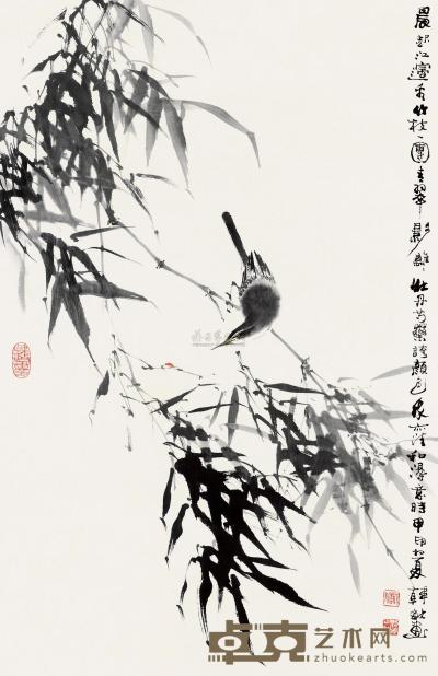 韩敏 甲申（2004）年作 清风水鸟 镜框 81.5×52cm