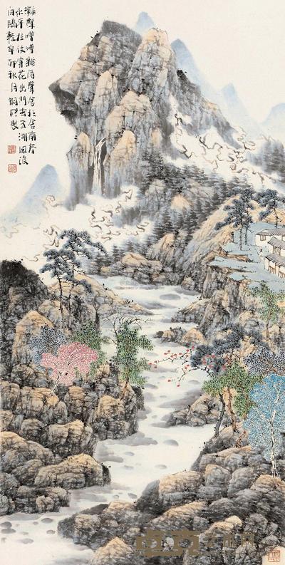 刘铜成 辛卯（2011）年作 春山烟雨 镜片 136×69.5cm
