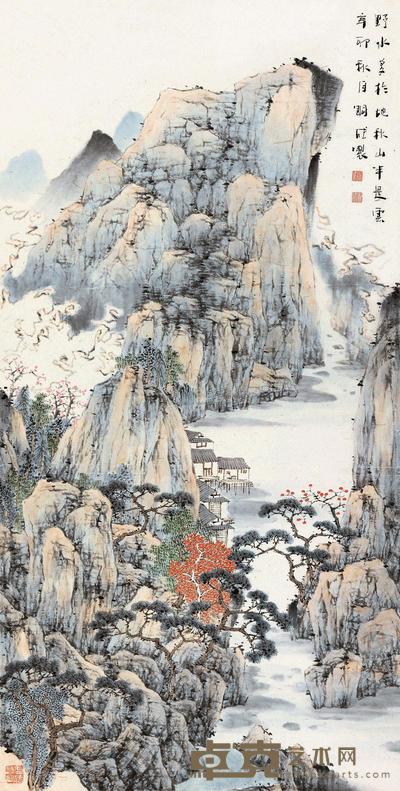刘铜成 辛卯（2011）年作 秋山野水 镜片 136×69.5cm