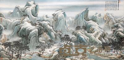 汤哲明 辛巳（2011）年作 雪麓晴峦 镜框 66×133cm