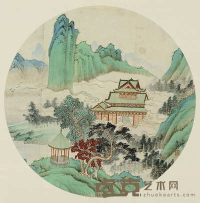 朱梅邨 山水图 45cm×45cm约1.8平尺