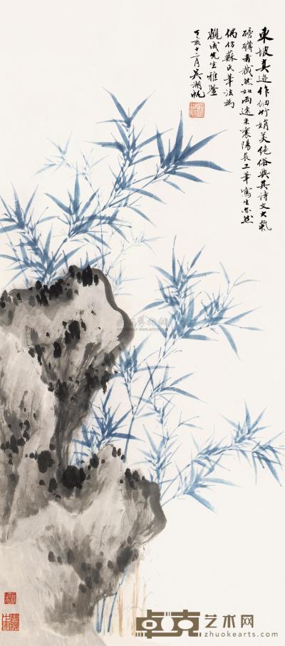 吴湖帆 丁亥（1947）年作 细竹清风 镜片 71×32.5cm