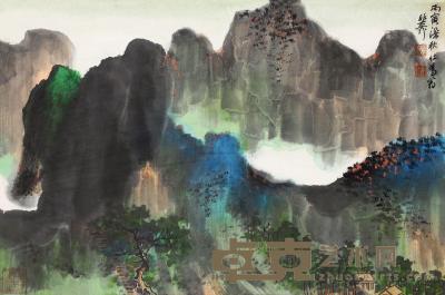 谢稚柳 丙寅（1986）年作 峰壑迭翠 镜框 29.5×44cm