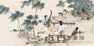 王叔晖 乙酉（1945）年作 丝竹之乐 镜片 33×65.5cm
