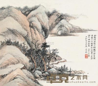 吴湖帆 丙寅（1926）年作 江山小景 立轴 32×36cm