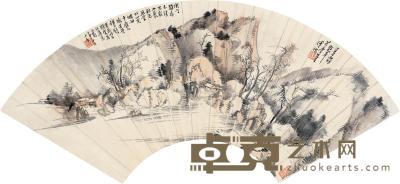 溥儒 壬申（1932）年作 秋山清远 扇面 18×50cm