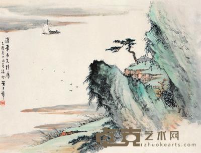 黄君璧 乙酉（1945）年作 远浦归帆 镜框 32×41.5cm