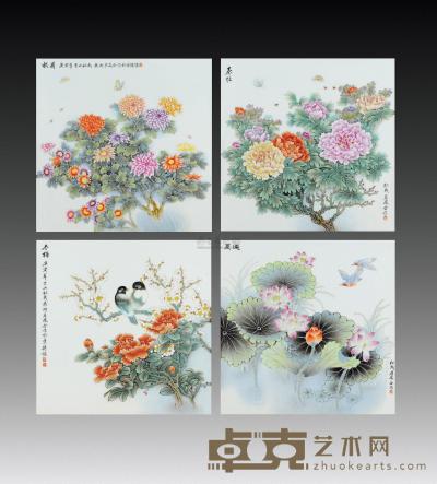 庚寅（2010） 张松茂 徐亚凤 四时花卉 48.5×48.5cm
