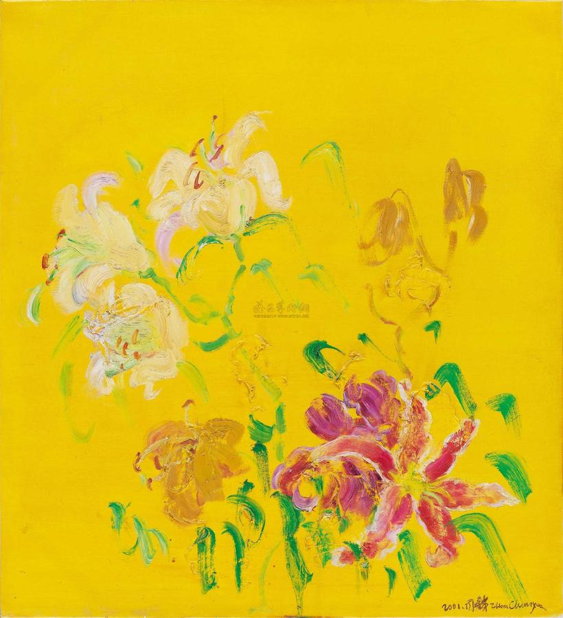 周春芽 2001年作 花卉—香水百合