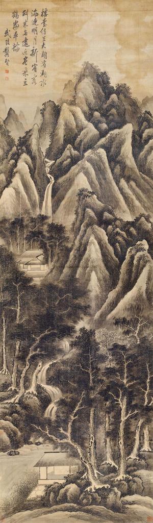 龚贤 水墨山水 立轴
