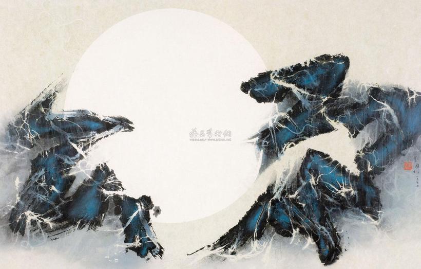 刘国松 1970年作 山水 镜框