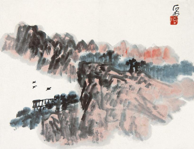 陈子庄 川江小景 镜心