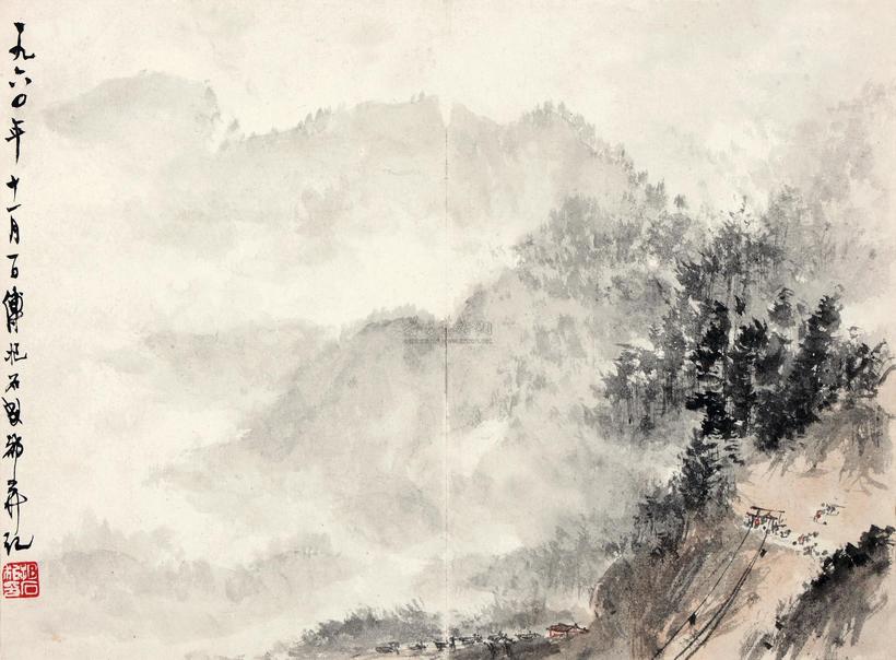 傅抱石 1960年作 祖国新貌 镜心