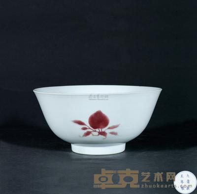 清雍正 釉里红三多纹碗 直径19cm
