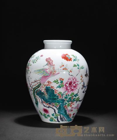清雍正 粉彩花鸟纹大罐 高35cm
