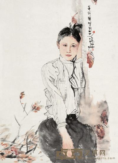 何家英 1987年作 秋思图 镜心 94.5×68.5cm