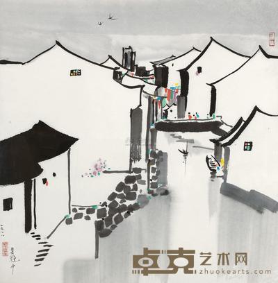 吴冠中 1988年作 小桥人家 镜框 67×65.5cm