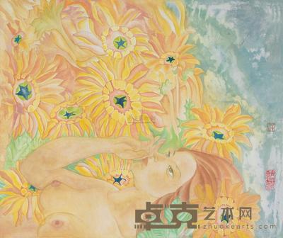 单燕 2005年作 花物语 镜心 60×70cm