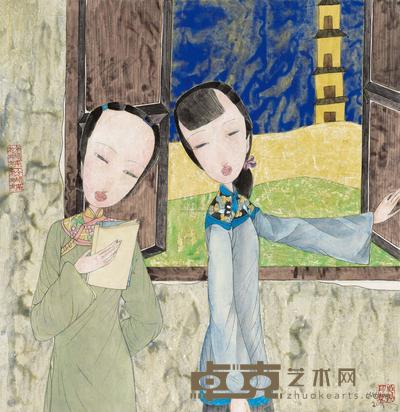 吴扬 2001年作 仕女 镜心 68×68cm