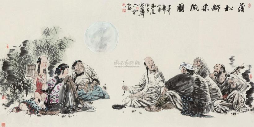 冯远 2004年作 蒲松龄采风图 镜心