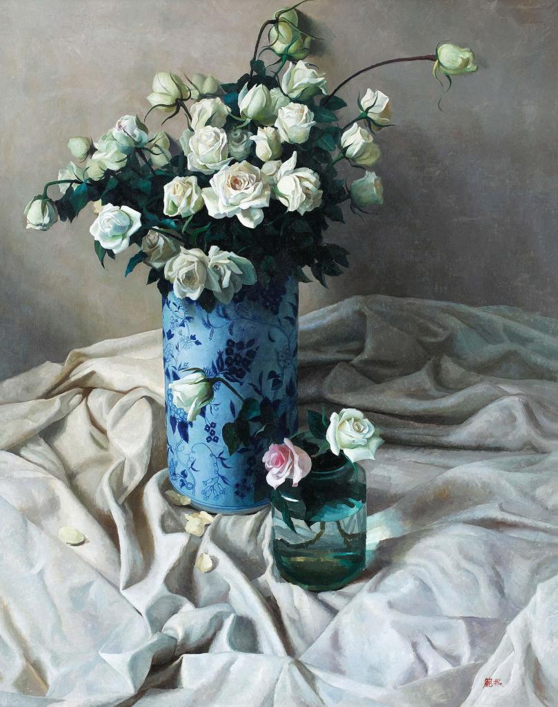 鲍振 1997-1998年作 静物花瓶