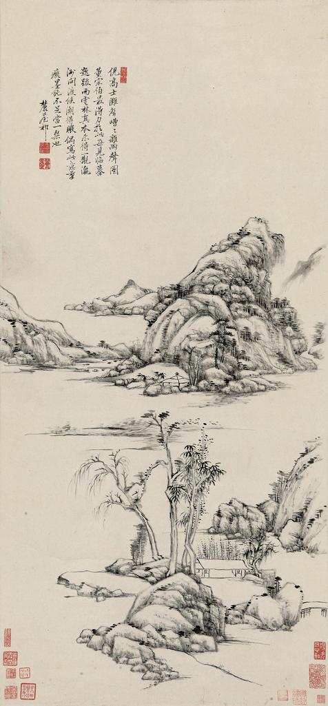 王原祁 仿倪云林笔意 立轴