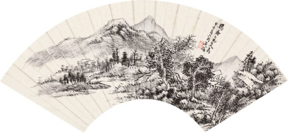 吴伯滔 1894年作 溪岸闲居图 镜框